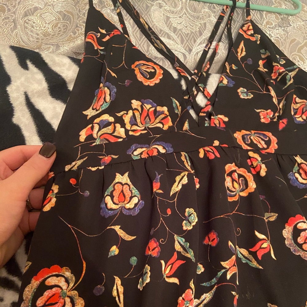 Long black floral dress